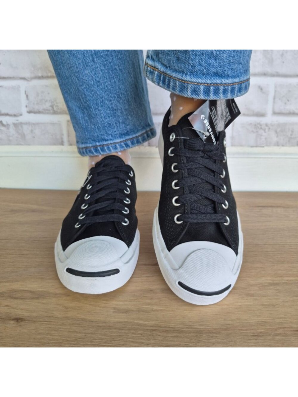 ⭐Converse Jack Purcell JP OX Canvas 7.5 Women Shoes Sneakers Black White 164056C - Picture 5 of 12